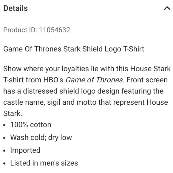 GAME OF THRONES HOUSE STARK SHIELD LOGO TEE! Unisex Cotton Short Sleeve - Picture 3 of 3